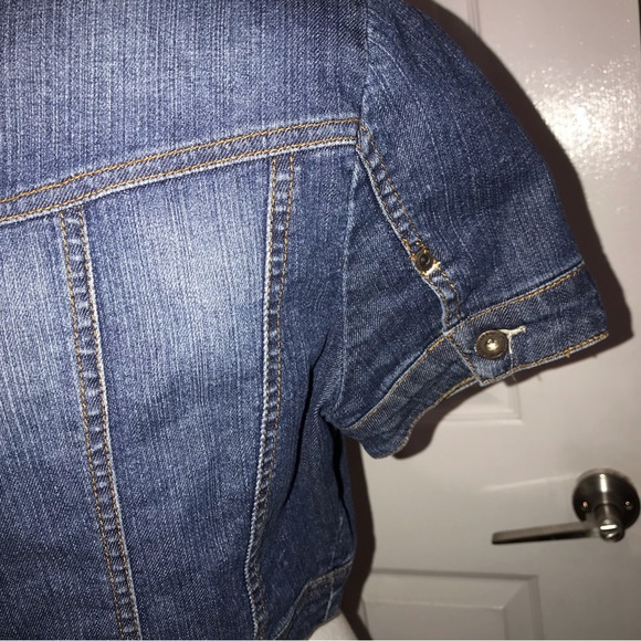 American Rag Cie Cute Denim Blue Short Sleeve Vest Jacket Size L - Picture 8 of 12